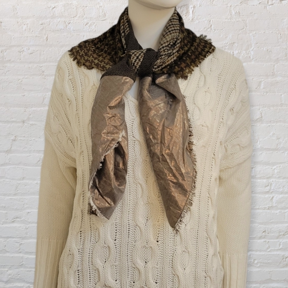 Echo Houndstooth Patchwork Preppy Academia Scarf - image 3